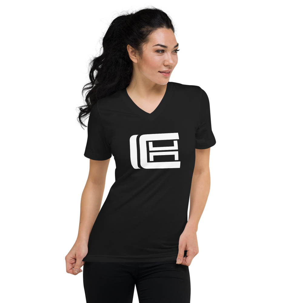 BLACK UNISEX V-NECK TEE